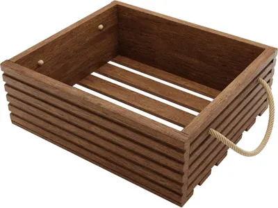 Obrázek produktu pro BOGATECO Přírodní dřevěná bedna | 40 cm x 35 cm x 14,5 cm | Dřevěná bedna | Dekorativní dřevěné bedny | Bedna na ovoce | Bedna na zeleninu | Dřevěná bedna pro skladování | Bedna | Tmavě hnědá