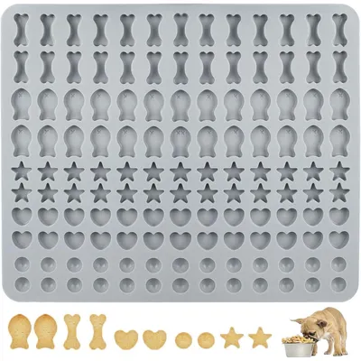 Productafbeelding van Siliconen bakmat voor hondenkoekjes, 5 vormen, BPA-vrij, ster, hart, blauw