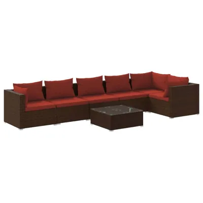 Produktbild von vidaXL 7-tlg. Garten-Lounge-Set mit Kissen Poly Rattan Braun