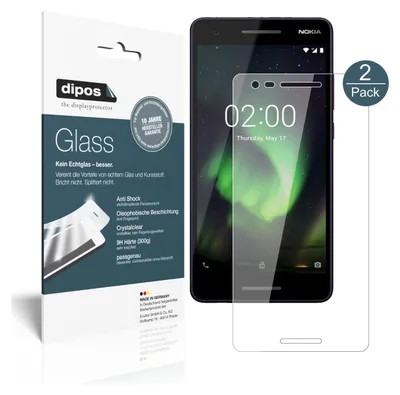 Produktbild von 2x Schutzfolie für Nokia 2.1 - Anti-Shock 9H Folie dipos Glass Kunststoffglas