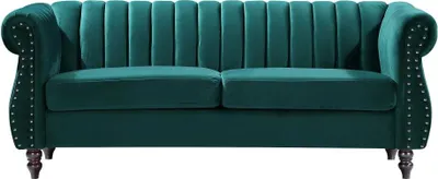 Produktbild von 3-Sitzer Sofa Velours smaragdgrün TRUMBO