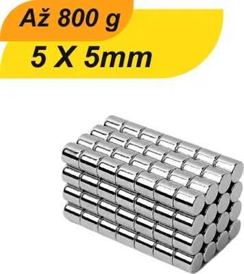 Produktbild von Balenie 1000 ks 5 mm x 5 mm neodýmových mini magnetov okrúhlych N38 extra silných malých magnetov, vhodných na biele tabule, chladničky, magnetické tabule a mnoho ďalšieho