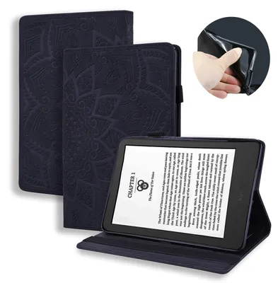 Produktbild von Für Amazon Kindle Paperwhite 2024 Design Kunstleder TPU Hülle Tasche Schwarz