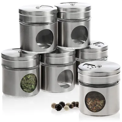 Gewürzstreuerset 6-tlg. Edelstahl/Glas je 55 ml