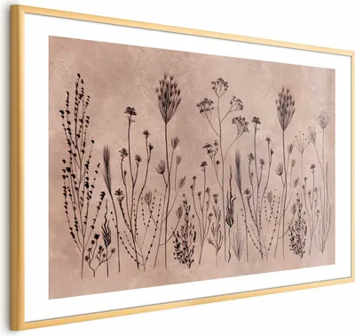 Produktbild von Posterpapier Poster - Field Flowers - black plants on a lime wash background 60x40 cm Blumen b-A-10447-ao-a