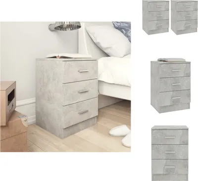 Image de vidaXL Tables de chevet 2 pcs. Gris béton 38x35x56 cm Bois composite - Tables de chevet