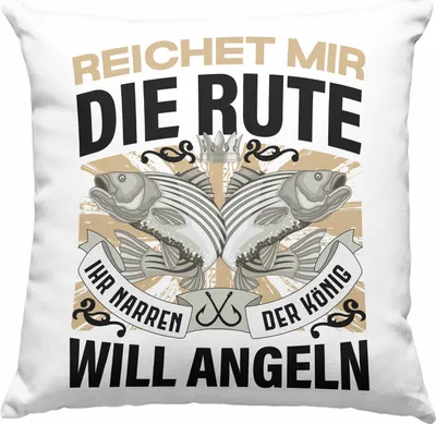 Produktbild von Trendation - Angler Deko-Kissen mit Füllung 40x40 Geschenk Männer Spruch Lustig für Fischer Geschenkidee Angeln Fischen (Grau)
