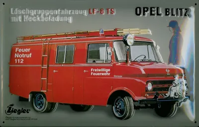 Produktbild von Blechschild Opel Blitz Feuerwehr Auto Wagen Nostalgieschild Schild