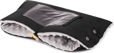 Produktbild von Handwärmer, Schwarz, Kinderwagen, Handmuff mit Fleece Innenseite für Herbst und Winter, Polar Minky [073]