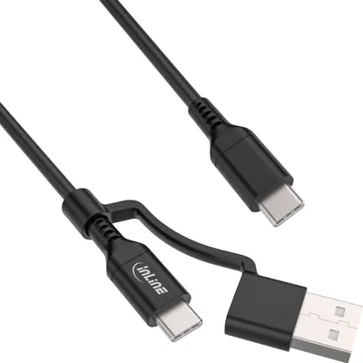 Zdjęcie produktu dla InLine 31412A, 1 m, USB C, USB C, USB 2.0, 0,48 Gbit/s, Czarny