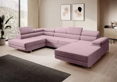 Produktbild von Ecksofa MARGO U- Form, moderne Couch mit Schlaffunktion, verstellbare Kopfstützen, zwei Bettkästen, große Polstercouch – Kronos 27