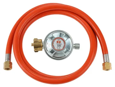 Immagine prodotto di Regolatore di pressione del gas da 50 mbar con tubo del gas da 150 cm - filettatura sinistra da 1/4"