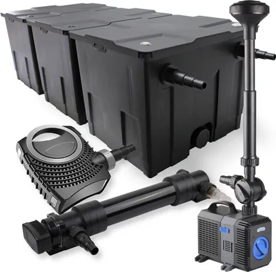 Produktbild von SunSun Komplettset: CBF-350C Teichfilter bis 90000L Teichfilteranlage Durchlauffilter, NEO10000 Teichpumpe 10000l/h 80W, CUV-636 Teichklärer UVC Klärer mit 36W, CTP-5003 Springbrunnenpumpe 5000l/h 30W