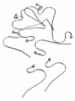 Produktbild von Vintageparts Ohrhaken S-Form aus 304 Edelstahl mit Kugel platinfarben, 10 Stück