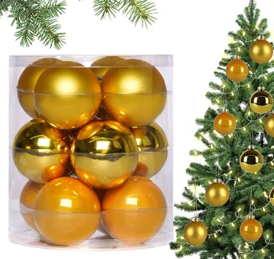 Produktbild von Weihnachtskugeln Gold Glas 8 cm, 12 Stück Christbaumkugeln Matt & Glänzend für Weihnachtsbaum, Kranz, Tischdeko & Fenster