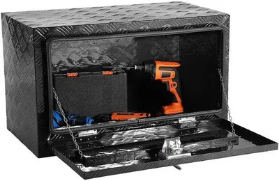 Produktbild von Lkw-Zubehörbox, 76 cm x 43 cm x 46 cm Robuster Aluminium-Transportkoffer mit Diamantplatte, Schloss und Schlüssel, wasserdichter Aufbewahrung mit T-Handgriffverriegelung für Lkw, Lastwagen, Anhänger