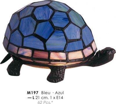 Casa Padrino Tiffany Tischeuchte Schildkröte Blau Ø 21cm - Handgefertigte Tiffany Deko Leuchte
