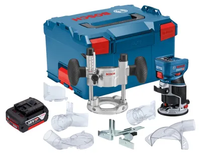 Produktbild von Bosch GKF 18V-8 Professional Akku Kantenfräse 18 V 8,0 mm Brushless + 1x Akku 5,0 Ah + Taucheinheit + L-Boxx - ohne Ladegerät