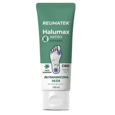Zdjęcie produktu dla Żel REUMATEK Halumax ARTRO na haluksy u stóp i ostrogę piętową z mocznikiem i kamforą Botanic Help, 100 ml