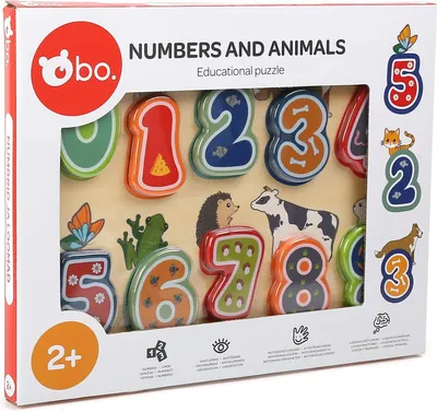 Produktbild von Pädagogisches Holzpuzzle für Kinder - Zahlen und Tiere