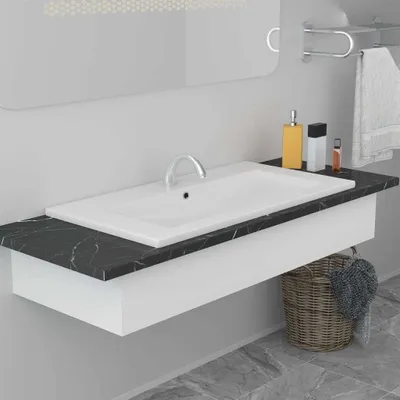 Produktbild von The Living Store Einbauwaschbecken 81x39,5x18,5 cm Keramik Weiß