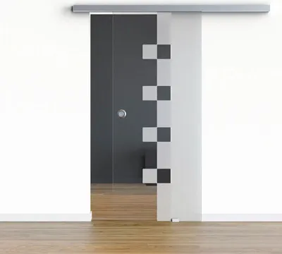 Produktbild von Pertura Glasschiebetür Komplettset Glera Cube 900x2175 mm inkl.Beschlag Selir Aluminium Edelstahloptik,Griffmuschel