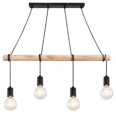 Produktbild von Rabalux 3980 Pendelleuchte 4 Spots Pablo, E27-Holz, schwarz, Industriell