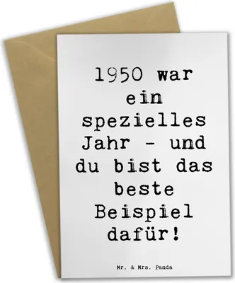Produktbild von Mr. & Mrs. Panda Beileidskarte Spruch 1950 Geburtstag - Weiß - Geschenk, Happy Birthday, einladungskarten, genesungskarte, weihnachtskarten, kommunionskarte, Alter, Feier