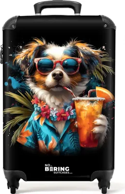 Obrázek produktu pro NoBoringSuitcases.com Příruční kufr z tvrdé skořepiny 55x35x20 cm, 36L, Summer graffiti: pes, cestovní kufr na 4 kolečkách