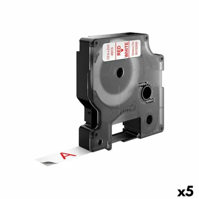 Zdjęcie produktu dla DYMO D1 oryginalne etykiety | rolka 12 mm x 7 m | czerwony nadruk na białym | samoprzylepne etykiety do drukarek etykiet LabelManager, Czerwony na białym, Poliester, Belgia, -18 - 90 °C, DYMO, LabelManager, LabelWriter 450 DUO