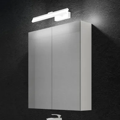 Produktbild von doporro Spiegelschrank Wandschrank in matt weiß 60x70 cm Hängeschrank Aufbewahrungsschrank mit LED Spiegelbeleuchtung 40cm (Sandweiß)