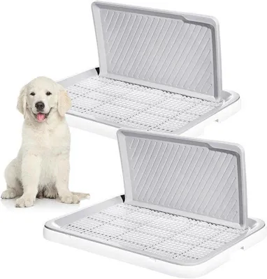 Productafbeelding van Hondenpotje met Muur - Hondenplasbak Puppy - Huisdier Zindelijkheidstraining - Afneembare Spatwand - 65 x 49 x 33 cm