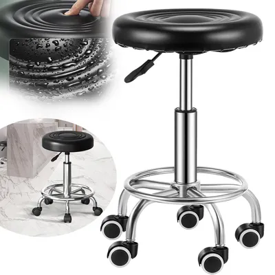 Produktbild von Rollhocker Höhenverstellbar, Arbeitshocker 360° Drehbar, Drehhocker für Büro, Salon, Bar