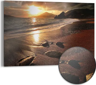 Produktbild von DEQORI Magnettafel Metall 60x40 cm 'Strand im Sonnenuntergang' Whiteboard Pinnwand Büro