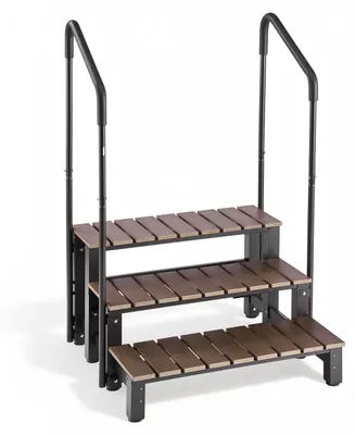 Produktbild von VEVOR Treppe für Whirlpools mit Handläufen 3-stufig 82 cm Breite Stufe, Geeignet für Aufstell-/Aufblaspools, Wohnmobile, Terrassen und Decks, Ruschfeste Stufe aus Stahlkonstruktion mit HIPS-Gestell