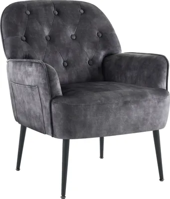 Image de IWMH Fauteuil, Fauteuil TV rétro avec pieds métalliques, Fauteuil à oreilles avec dossier rembourré, Fauteuil lounge pour la maison et le bureau - Velours - Gris