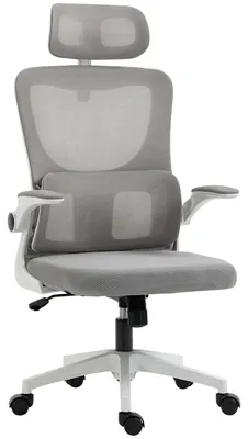 Immagine prodotto di Vinsetto Sedia da Ufficio Ergonomica ad Altezza Regolabile con Poggiatesta, 60x59x114-122 cm, Grigio