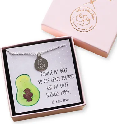 Produktbild von Mr. & Mrs. Panda Kette Avocado Kern rollt - Geschenk, Silberkette, mit Gravur, Baby, glücklich, Liebe, Avocados, Wunder, Personalisierte, Halskette, Schwangerschaft