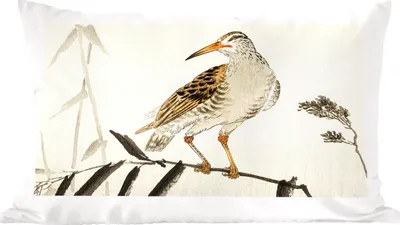 Produktbild von MuchoWow® Zierkissen Sofakissen Wohnzimmer Dekokissen 60x40 cm Vogel - Baum - Blätter - Vintage - Japendi - Kopfkissen - Polster mit Foto