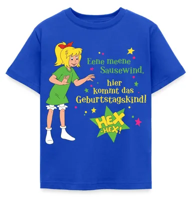 Produktbild von Spreadshirt Bibi Blocksberg Geburtstag Bibi & Spruch Kinder T-Shirt, 122/128 (7-8 Jahre), Royalblau