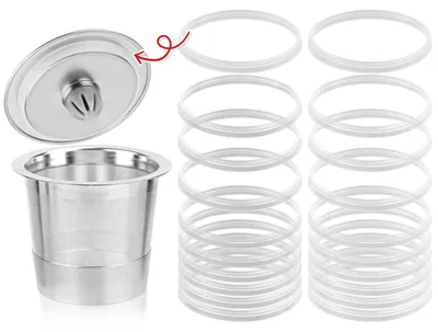 Produktbild von Silikondichtungen für Kaffeefilter - Auslaufsicherer Ersatz-Dichtungsring für nachfüllbare K-Cup Edelstahlfilter - 20 Stück - Weiß