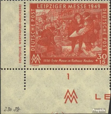 Produktbild von Briefmarken Sowjetische Zone (All.Bes.) 1949 Mi 230DZ mit Druckereizeichen postfrisch Leipziger Messe