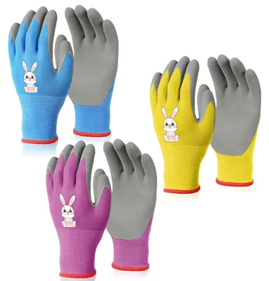 Productafbeelding van Een paar kinderwerkhandschoenen, tuinhandschoenen, beschermende handschoenen met handpalmcoating, waterdicht en stofdicht, geschikt voor kinderen van 8-11 jaar