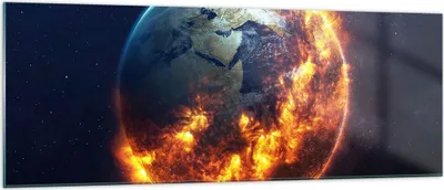 Produktbild von Bilder auf glas - Universum Erde Feuer Globus - 140x50cm - Glasbilder - Wandbilder - Kunstdruck - zum Aufhängen bereit - Wanddekoration aus Glas - Glas Bilder - Wandbild auf Glas - GAB140x50-2875