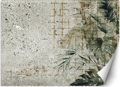 Obrázok produktu pre Vliesová fototapeta Betónové listy papagája Monstera zelená 450x315 cm Feeby Sivá lepidlo je súčasťou dodávky jednoduchá inštalácia