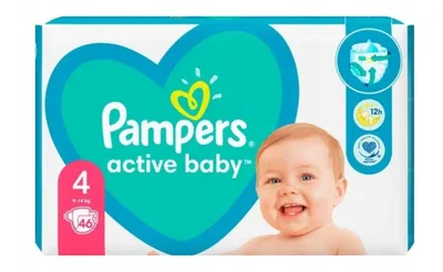 Produktbild von Pampers Active Baby 4, Jednorazowe pieluszki 9-14kg, 46 sztuk