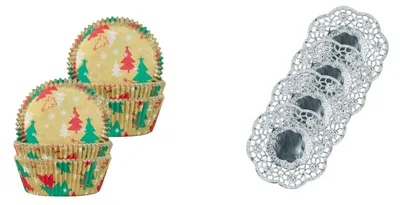 Muffin-Weihnachtsbaum-Set, 120 Papierförmchen, 5x5x2,5 cm, inkl. 4 Deckel