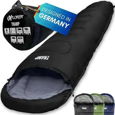 Produktbild von EXPLORER® Schlafsack Tramp  leicht, warm, koppelbar, geräumig, SCHWARZ 230x80x55