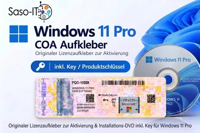 Produktbild von Microsoft Windows 11 Pro Key - Installations-DVD & COA Lizenz Aufkleber - Produktschlüssel - Versiegelt, KI-generiertes Bild