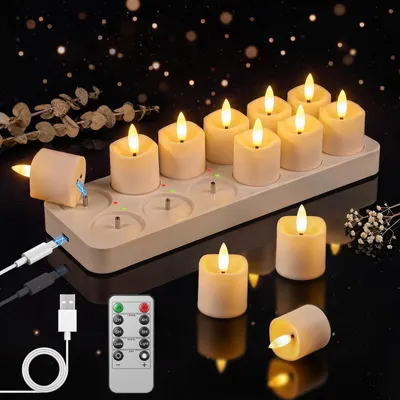 Produktbild von Ketom 12 Stück LED Teelichter mit Timer, LED Teelichter Wiederaufladbar